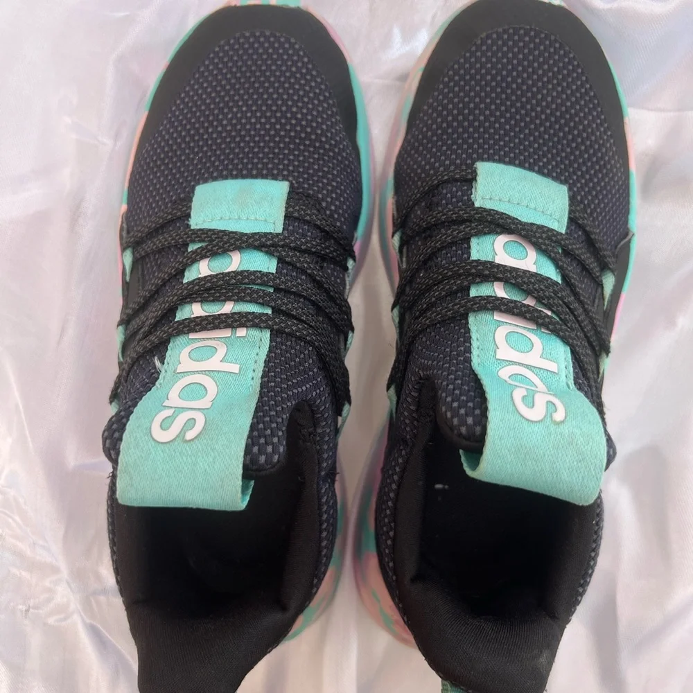 Adidas Black and Green Sneakers with Breathable Mesh